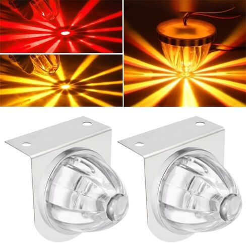 2PCS Dual Revolution LED Watermelon Lights with Bracket, Semi Truck Marker Lights with 3 Color Modes, Super Bright Star Watermelon LED Light, Universal Underglow Light for Trucks (Red and Amber) in Saudi Arabia