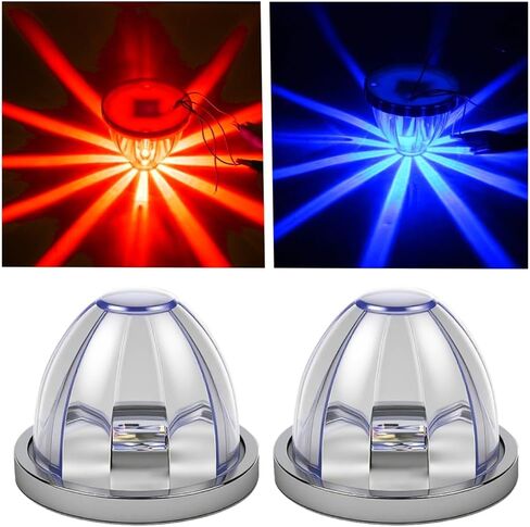 2PCS Dual Revolution LED Watermelon Lights with Bracket, Semi Truck Marker Lights with 3 Color Modes, Super Bright Star Watermelon LED Light, Universal Underglow Light for Trucks (Red and Amber) in Saudi Arabia