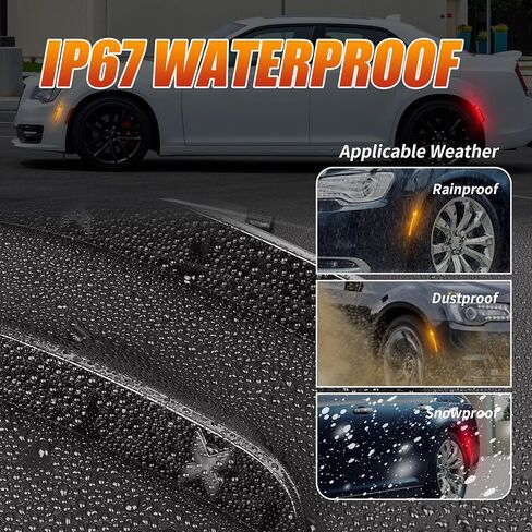 4 قطع مصابيح LED للعلامات الجانبية مصابيح علامة حمراء كهرمانية لكرايسلر 300 2015-2021، المصد الخلفي الأمامي، ضوء ركن ركن السيارة، عدسة مدخنة Xstyle Spirit Snake Series (في انتظار براءة اختراع) in Kuwait