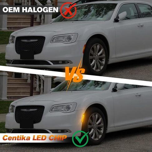 4 قطع مصابيح LED للعلامات الجانبية مصابيح علامة حمراء كهرمانية لكرايسلر 300 2015-2021، المصد الخلفي الأمامي، ضوء ركن ركن السيارة، عدسة مدخنة Xstyle Spirit Snake Series (في انتظار براءة اختراع) in Kuwait