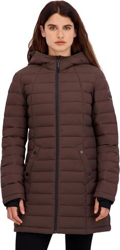 HFX Women's Mid-Weight Stretch Puffer Jacket – Water-Resistant, Insulated Coat, Recycled Fill, Thumbhole Cuffs, Contoured Fit in Saudi Arabia