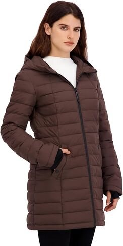 HFX Women's Mid-Weight Stretch Puffer Jacket – Water-Resistant, Insulated Coat, Recycled Fill, Thumbhole Cuffs, Contoured Fit in Saudi Arabia