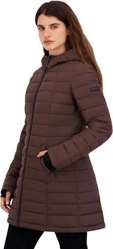 HFX Women's Mid-Weight Stretch Puffer Jacket – Water-Resistant, Insulated Coat, Recycled Fill, Thumbhole Cuffs, Contoured Fit in Saudi Arabia