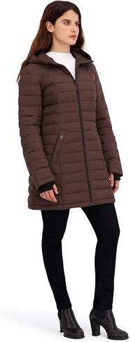 HFX Women's Mid-Weight Stretch Puffer Jacket – Water-Resistant, Insulated Coat, Recycled Fill, Thumbhole Cuffs, Contoured Fit in Saudi Arabia