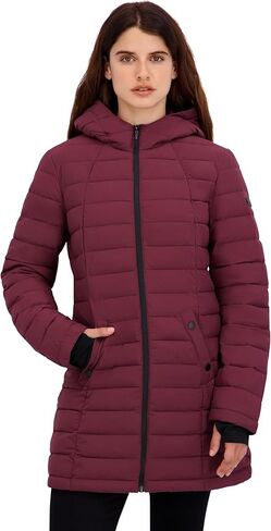 HFX Women's Mid-Weight Stretch Puffer Jacket – Water-Resistant, Insulated Coat, Recycled Fill, Thumbhole Cuffs, Contoured Fit in Saudi Arabia