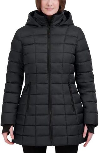 HFX Women's Mid-Weight Stretch Puffer Jacket – Water-Resistant, Insulated Coat, Recycled Fill, Thumbhole Cuffs, Contoured Fit in Saudi Arabia