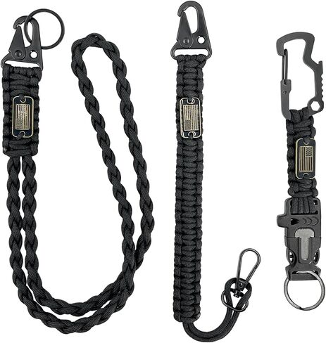 حبل باراكورد تكتيكي بعلم الولايات المتحدة الأمريكية - حبل باراكورد مجدول عالي التحمل 550 لشارات الهوية، حبل الهاتف، سلسلة المفاتيح - معدات EDC مع خطاف آمن للملحقات in Kuwait