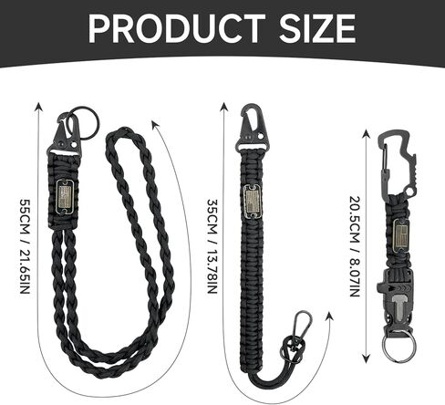 حبل باراكورد تكتيكي بعلم الولايات المتحدة الأمريكية - حبل باراكورد مجدول عالي التحمل 550 لشارات الهوية، حبل الهاتف، سلسلة المفاتيح - معدات EDC مع خطاف آمن للملحقات in Kuwait