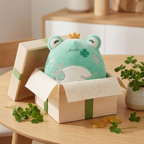 St. Patrick's Day Decoration Lucky Frog Plush Toy | Cute Green Stuffed Animal with Four-Leaf Clover & Fingers Crossed Good Luck Charm Gift for Kids & Adults | Soft Squishy Irish Holiday Decor Pillow in Saudi Arabia