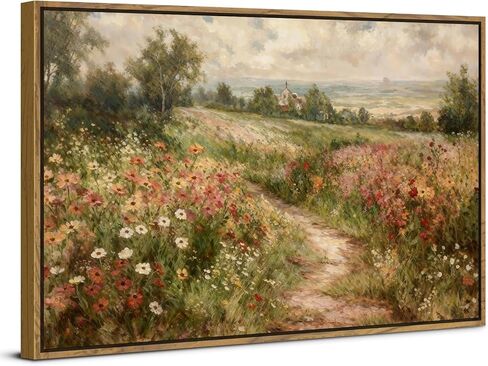خمر مؤطرة قماش جدار الفن البلد الطبيعة المناظر الطبيعية زهرة برية اللوحة طباعة مزرعة زهرة صورة جدار ديكور الأعمال الفنية الحديثة لغرفة المعيشة غرفة نوم الحمام Cottagecore ديكور المنزل 12x16 " in Kuwait