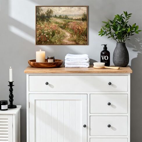 خمر مؤطرة قماش جدار الفن البلد الطبيعة المناظر الطبيعية زهرة برية اللوحة طباعة مزرعة زهرة صورة جدار ديكور الأعمال الفنية الحديثة لغرفة المعيشة غرفة نوم الحمام Cottagecore ديكور المنزل 12x16 " in Kuwait