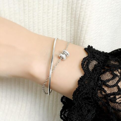 Silver Bracelets for Women Sparkling Zircon Bracelets Silver Layered Bracelet Fashion Jewelry Gifts for Mom Wife in Saudi Arabia