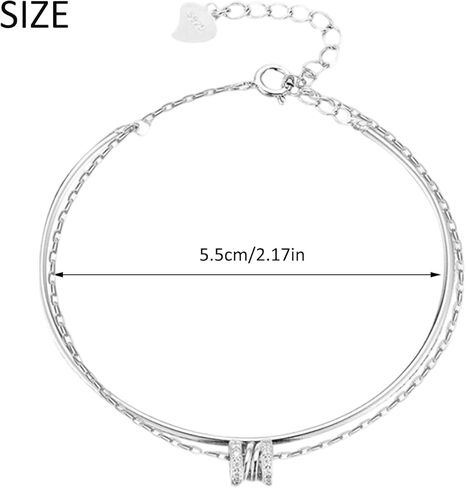 Silver Bracelets for Women Sparkling Zircon Bracelets Silver Layered Bracelet Fashion Jewelry Gifts for Mom Wife in Saudi Arabia