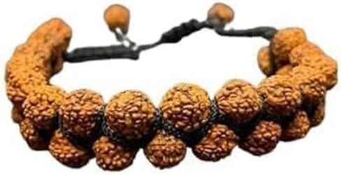 Nepali Adjustable Rudraksha 8MM Double Layered Beaded Bracelets Spiritual Protection Bracelet Anxiety Stress Relief Bracelet Healing Crystals, Medium, Brown in Saudi Arabia