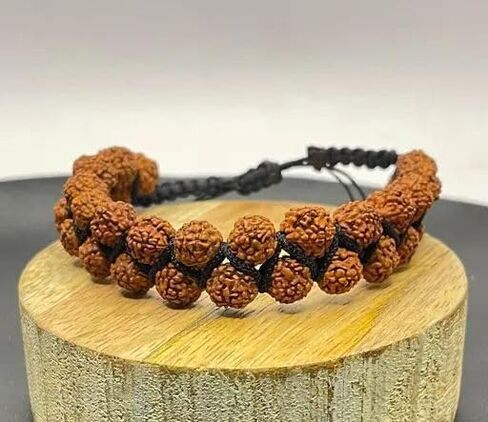 Nepali Adjustable Rudraksha 8MM Double Layered Beaded Bracelets Spiritual Protection Bracelet Anxiety Stress Relief Bracelet Healing Crystals, Medium, Brown in Saudi Arabia