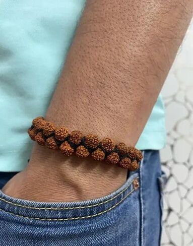 Nepali Adjustable Rudraksha 8MM Double Layered Beaded Bracelets Spiritual Protection Bracelet Anxiety Stress Relief Bracelet Healing Crystals, Medium, Brown in Saudi Arabia