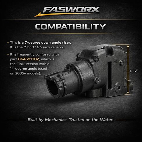 FASWORX Exhaust Manifold & Riser Kit Fits Mercruiser 4.3L V6 (2002-Early 2005), 7 Degree 6.5" Short Elbow, Includes Gaskets, Bolts & Plugs – Dry Joint – Replaces 864612T01, 864309T01, 18-1842 in Saudi Arabia