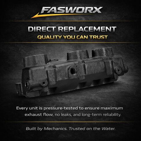 FASWORX Exhaust Manifold & Riser Kit Fits Mercruiser 4.3L V6 (2002-Early 2005), 7 Degree 6.5" Short Elbow, Includes Gaskets, Bolts & Plugs – Dry Joint – Replaces 864612T01, 864309T01, 18-1842 in Saudi Arabia