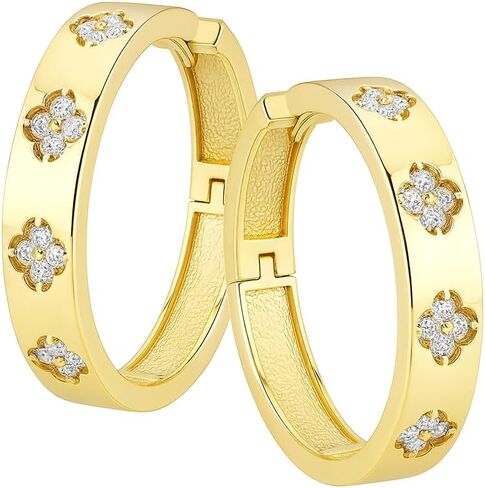 حلق تشيكوسلوفاكيا – حلقات ذهبية ممتعة مع الزهور | مجوهرات بوهيمية فريدة للنساء | أزياء يومية لا تسبب الحساسية in Kuwait