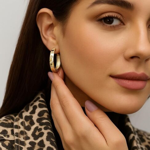 حلق تشيكوسلوفاكيا – حلقات ذهبية ممتعة مع الزهور | مجوهرات بوهيمية فريدة للنساء | أزياء يومية لا تسبب الحساسية in Kuwait