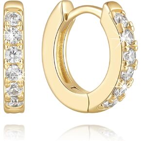 Gold Hoop Earrings 14K Gold Earrings for Women Cubic Zirconia 14K Gold Hoop Earrings for Womens Hoops Refined and Luxurious Glow with Cubic Zirconia Hoops Earring for Womens 12/14/16/20/25mm in Saudi Arabia
