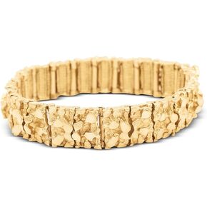 Gold Nugget Bracelet, 14k Heavy Plated Gold, 15mm Width, Buckle Lock, Unisex Size 8inch in Saudi Arabia