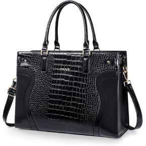 حقيبة كمبيوتر محمول للنساء من MOSISO، حقيبة كمبيوتر محمول من جلد البولي يوريثان مقاوم للماء مقاس 15.6 بوصة، حقيبة كتف بمقبض علوي مع محفظة بمقبض، حقيبة يد كبيرة الحجم للمدرسين لمكتب العمل، أسود in Kuwait