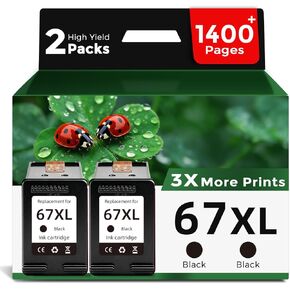 67XL خراطيش الحبر الأسود بديلة لـ HP 67 XL HP67 HP67XL (2 حزمة) لـ DeskJet 2700 2700e 4100 6400 4155e 2755e 6000 2855e 2827e 2752e 4100e 6458 6455e 4152 6055e طابعة 6052e 4152e 2742e 6400e in Kuwait