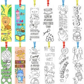 75PCS Color Your Own Bookmarks DIY Coloring Blank Bookmark for Kids Classroom Art Craft Supplies for Children Teachers Students Birthday Gift Party Reward Goodie Fillers (Dinosaur) in Kuwait
