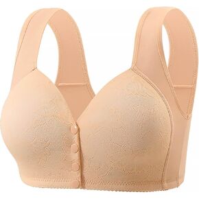Wireless Bras for Older Women Front Closure Full Coverage Snap Closing Bra Push Up No Underwire Bras with Support in Saudi Arabia