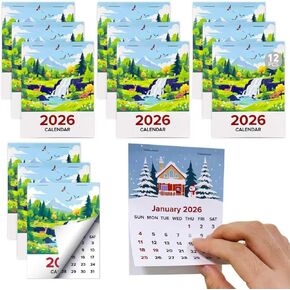 تقويم صغير لعام 2026 مكون من 12 حزمة - تقاويم لاصقة شهرية صغيرة قابلة للتقشير واللصق للوحة قيادة السيارة والجدار والثلاجة والكمبيوتر المحمول والمكتب | 3.35 بوصة × 4.45 بوصة | يناير-ديسمبر 2026 (12 قطعة) in Kuwait