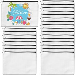 AMDAILY 50Pcs Sublimation Blank Canvas Makeup Bags, Bulk Blank DIY Heat Transfer Cosmetic Makeup Bags w/Black Zipper Gift Box for Bridesmaid Makeup Bag Travel Toiletry Pouch Storage, Easter Craft in Kuwait