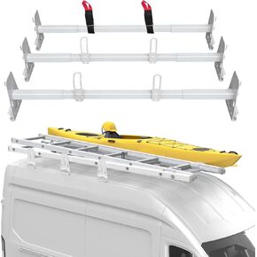 حامل سلم سقف فان عالمي متوافق مع تشيفي اكسبرس 1500 2500 3500 فورد إكونولين جي إم سي سافانا، مزراب المطر جبل رف الأمتعة سقف البضائع فان العارضة 3 قضبان متقاطعة in Kuwait