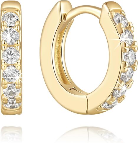 Gold Hoop Earrings 14K Gold Earrings for Women Cubic Zirconia 14K Gold Hoop Earrings for Womens Hoops Refined and Luxurious Glow with Cubic Zirconia Hoops Earring for Womens 12/14/16/20/25mm in Saudi Arabia