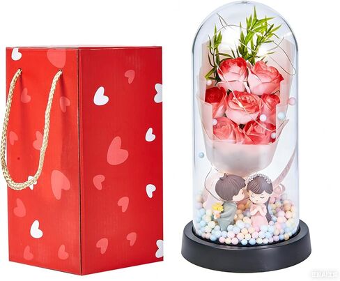 Preserved Flower Rose Gift for Women Mother's Day Birthday Gifts for Mom Wife Grandma Light Up Rose in A Glass Dome Gifts for Her Valentine Day Thanksgiving﻿ Pink in Saudi Arabia