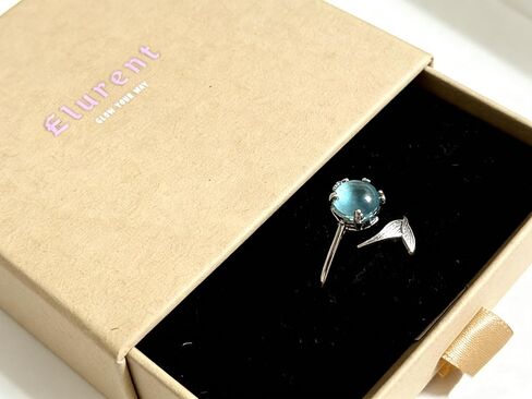 Mermaid Bubble Open Ring for Women, Minimalist Adjustable Silver Tone Metal Ring with Blue Bubble Bead, Ocean Inspired Modern Elegant Design for Daily Wear and Gifting in Saudi Arabia