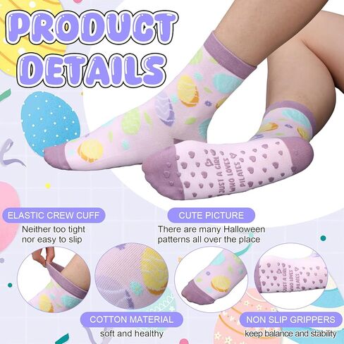 6 Pairs Easter Pilates Socks for Women Novelty Socks Non-slip Grippy Yoga Gift Supplies for Dance Workout in Saudi Arabia