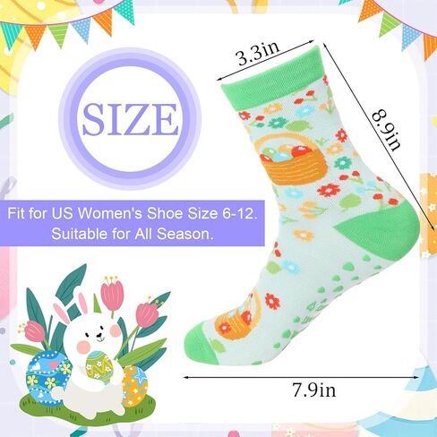 6 Pairs Easter Pilates Socks for Women Novelty Socks Non-slip Grippy Yoga Gift Supplies for Dance Workout in Saudi Arabia
