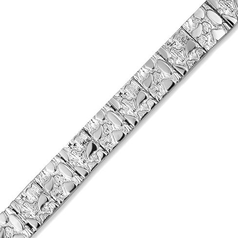 Claddagh Gold Solid Sterling Silver Small Textured Nugget Bracelet in Saudi Arabia