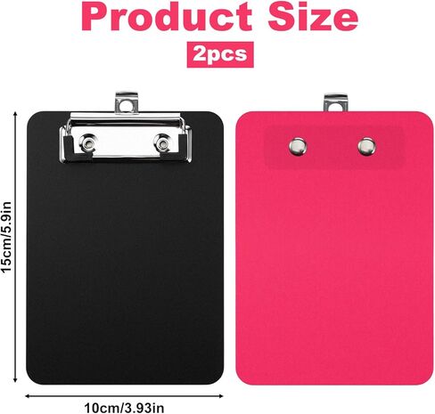 2 Pcs Mini Plastic Clipboard 4 x 6 Inch Small Notepads Clip Board A6 Portable Pocket Clipboards with Retaining Clips 2 Colors Black Rose Red Memo Pads for Offices Receipt Pocket Lists in Saudi Arabia