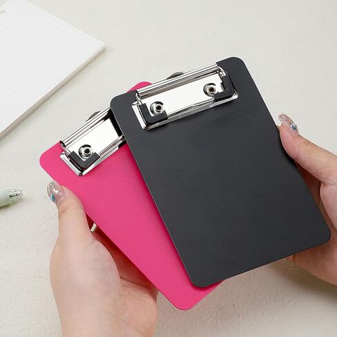 2 Pcs Mini Plastic Clipboard 4 x 6 Inch Small Notepads Clip Board A6 Portable Pocket Clipboards with Retaining Clips 2 Colors Black Rose Red Memo Pads for Offices Receipt Pocket Lists in Saudi Arabia