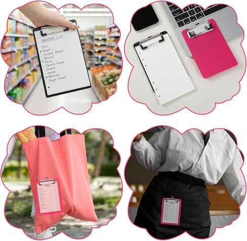 2 Pcs Mini Plastic Clipboard 4 x 6 Inch Small Notepads Clip Board A6 Portable Pocket Clipboards with Retaining Clips 2 Colors Black Rose Red Memo Pads for Offices Receipt Pocket Lists in Saudi Arabia