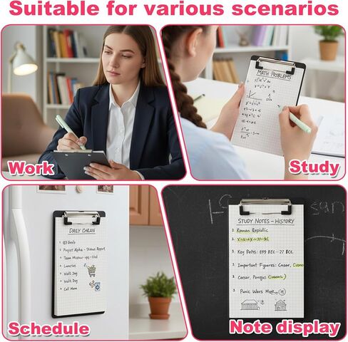 2 Pcs Mini Plastic Clipboard 4 x 6 Inch Small Notepads Clip Board A6 Portable Pocket Clipboards with Retaining Clips 2 Colors Black Rose Red Memo Pads for Offices Receipt Pocket Lists in Saudi Arabia