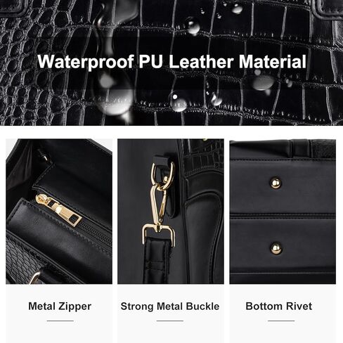 حقيبة كمبيوتر محمول للنساء من MOSISO، حقيبة كمبيوتر محمول من جلد البولي يوريثان مقاوم للماء مقاس 15.6 بوصة، حقيبة كتف بمقبض علوي مع محفظة بمقبض، حقيبة يد كبيرة الحجم للمدرسين لمكتب العمل، أسود in Kuwait