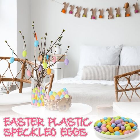 24 Pcs Easter Speckled Eggs 1.2 inches Plastic Speckled Eggs Bowl and Vase Filler Faux Chicken Eggs for Crafts DIY Easter Party Decorations in Saudi Arabia