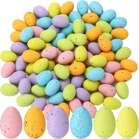 24 Pcs Easter Speckled Eggs 1.2 inches Plastic Speckled Eggs Bowl and Vase Filler Faux Chicken Eggs for Crafts DIY Easter Party Decorations in Saudi Arabia