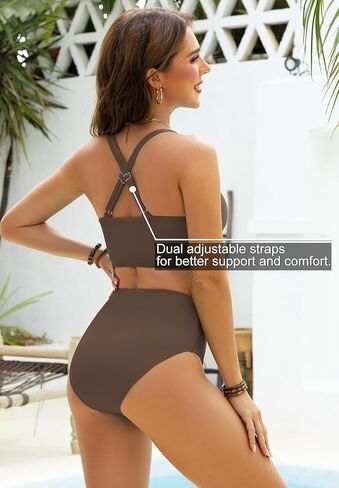 Zando Womens Bikini Set High Waisted Tummy Control Two Piece Swimsuit with Pockets Bathing Suit in Saudi Arabia