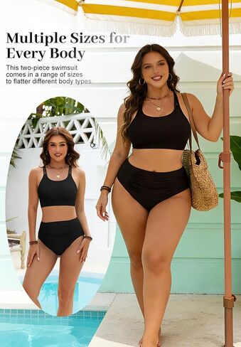 Zando Womens Bikini Set High Waisted Tummy Control Two Piece Swimsuit with Pockets Bathing Suit in Saudi Arabia