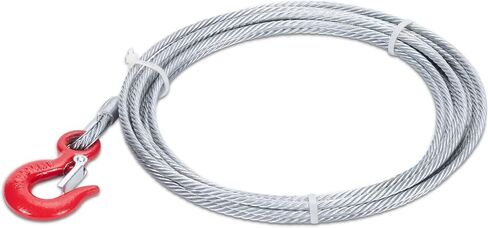 Heavy-Duty Winch Cable, 3/8" × 100' Steel Cable with Self-Locking Swivel Hook, 6 x 37 Strand Core Winch Rope, 20,500 Lbs Breaking Strength, Suitable for SUV, Trailers, and Cranes in Kuwait