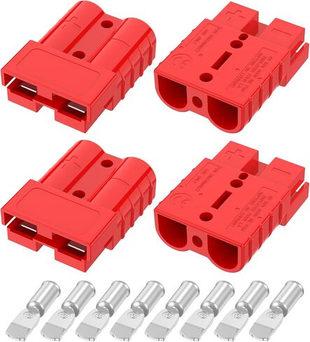 موصل أندرسون 350 أمبير 600 فولت توصيل/فصل سريع للبطارية لكابلات 2/0-4/0 AWG، قابس أندرسون للونش، المقطورة، RV، رافعة شوكية (أحمر، 4 قطع) in Kuwait